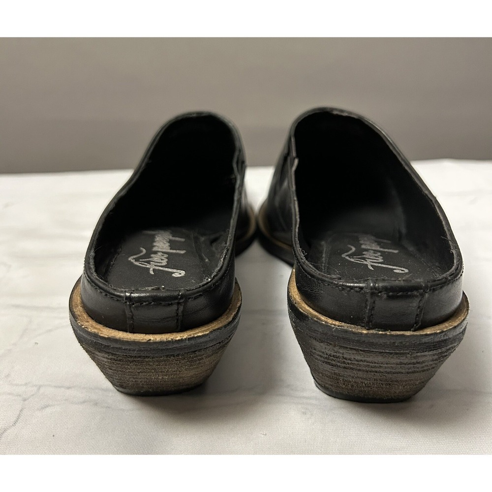 Free People Tallulah Mule Womens US 8.5 EU 38.5 Black Leather Western Wedge - Picture 5 of 10